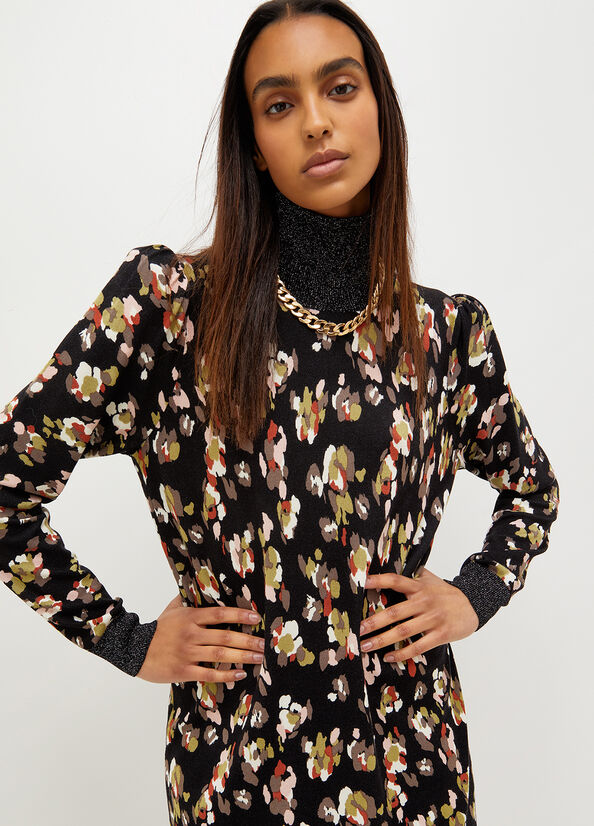 Black Liu Jo Turtleneck With Camouflage Print Women's Dress | NKU-256197