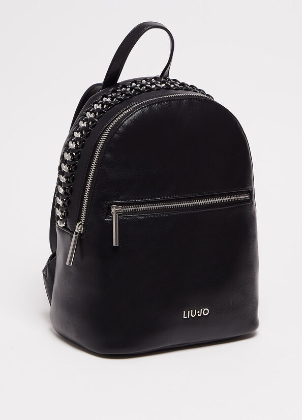 Black Liu Jo With Logo Women's Backpacks | QNI-152374