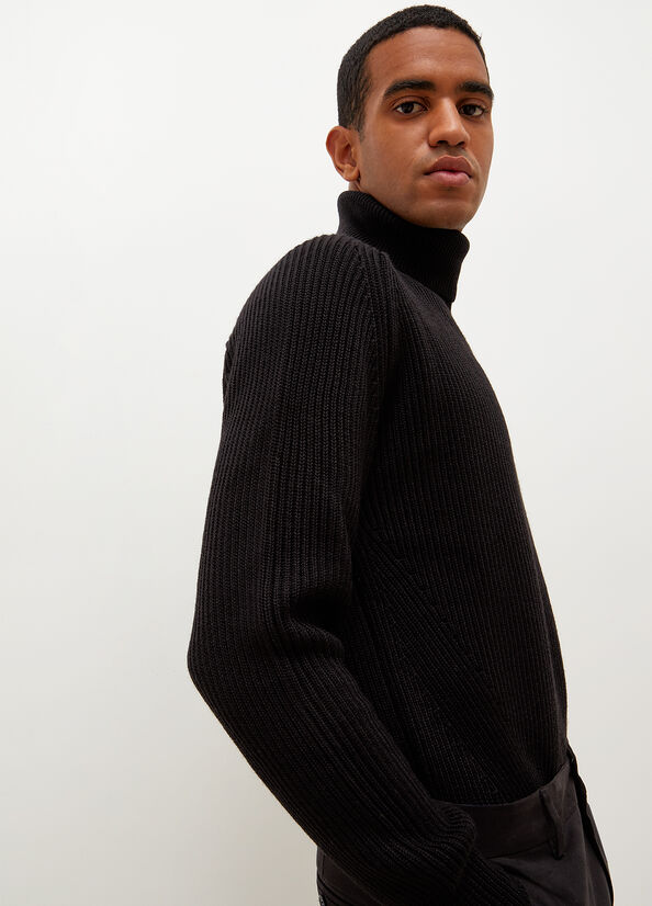 Black Liu Jo Woollen Turtleneck Men's Sweaters | CFB-291768