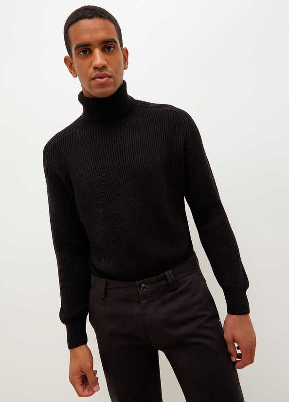 Black Liu Jo Woollen Turtleneck Men\'s Sweaters | CFB-291768