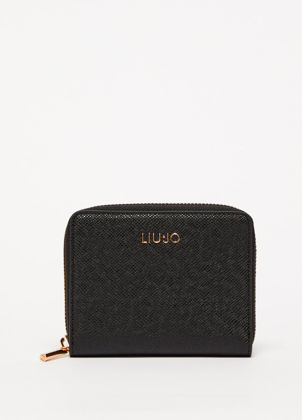 Black Liu Jo Zip Around Women\'s Wallets | POV-796245