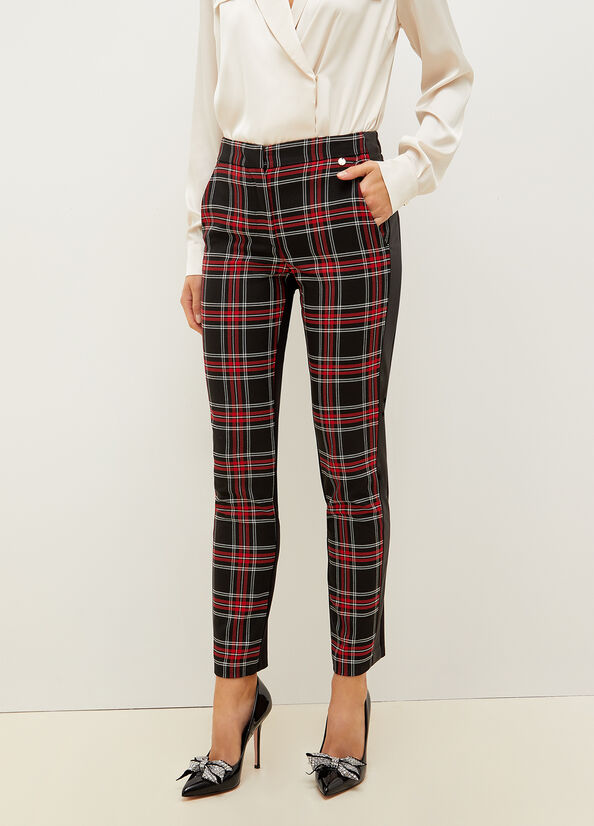 Black / Red Liu Jo Slim Fit Tartan Women\'s Pants | UQY-526810