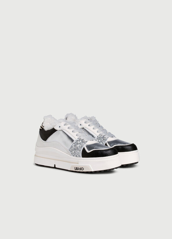 Black / Silver Liu Jo With Glitter Women's Sneakers | TZU-610542