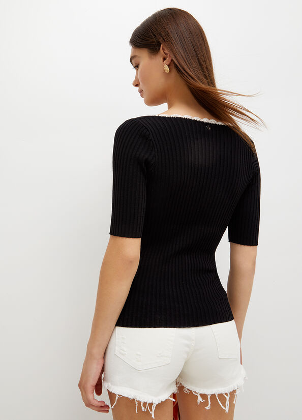 Black / White Liu Jo Knit Women's Sweaters | OCB-281409