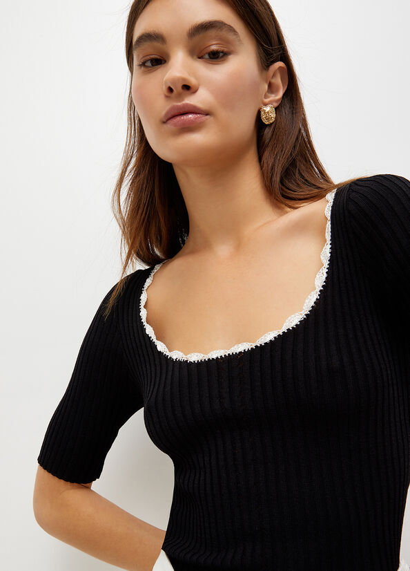 Black / White Liu Jo Knit Women's Sweaters | OCB-281409