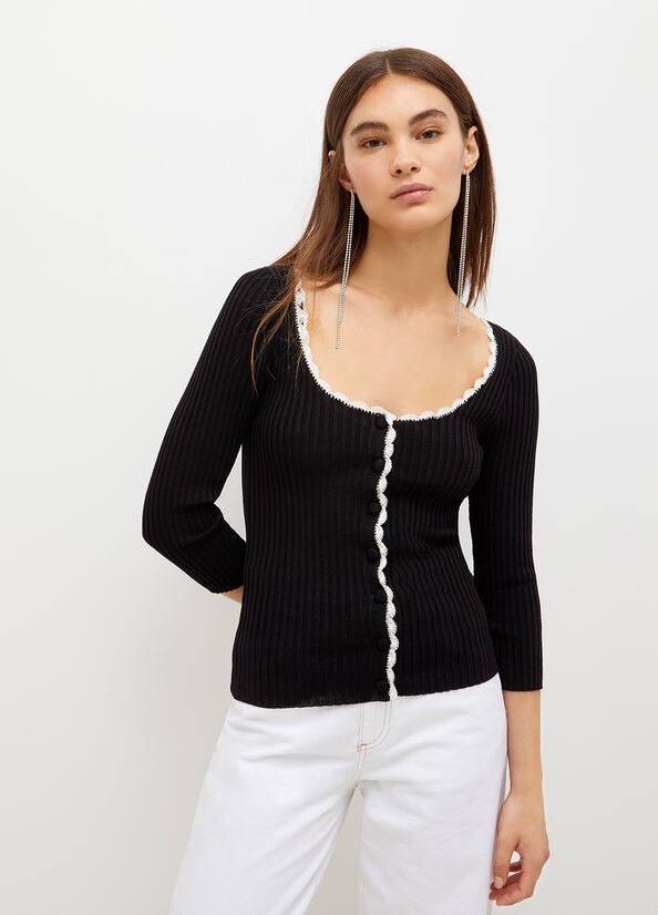 Black / White Liu Jo Knit Women\'s Sweaters | PDX-547612