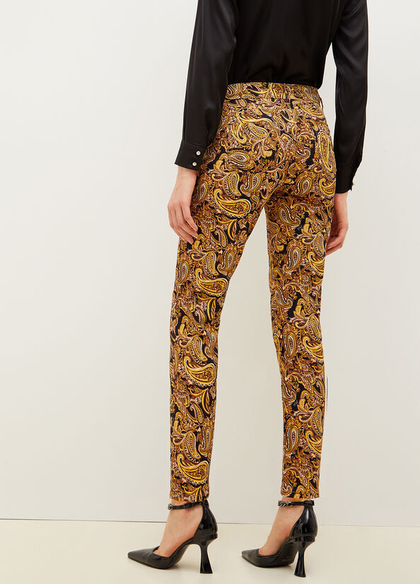 Black / Yellow Liu Jo Paisley In Drill Women's Pants | PZV-493751