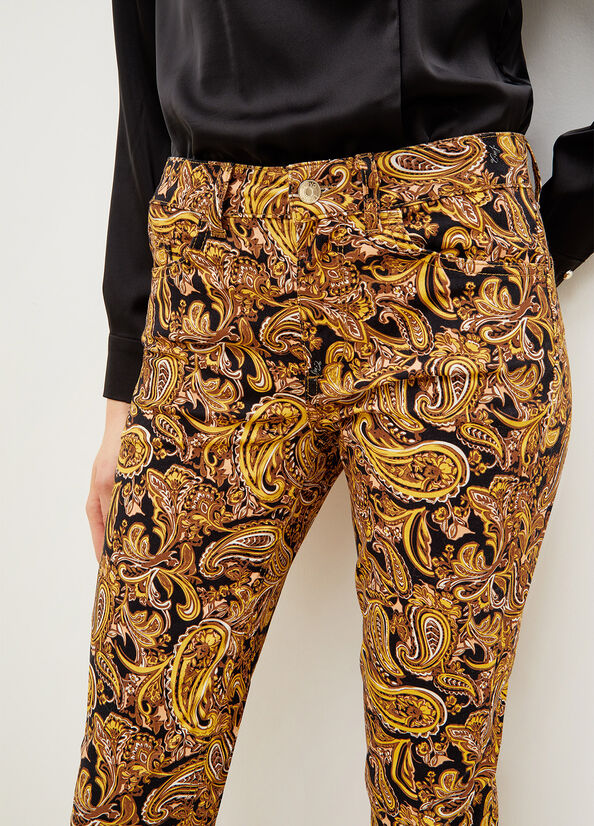 Black / Yellow Liu Jo Paisley In Drill Women's Pants | PZV-493751