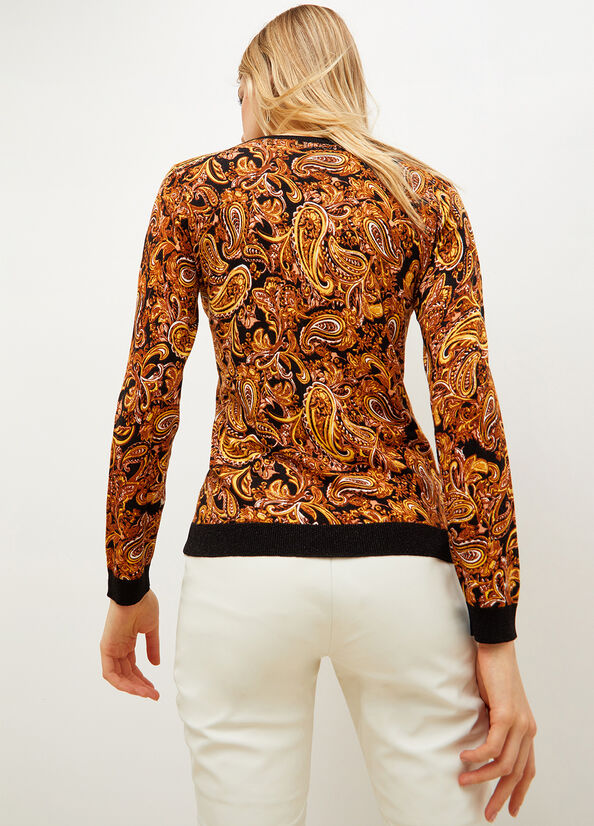 Black / Yellow Liu Jo Paisley Print Women's Sweaters | ZSR-845261