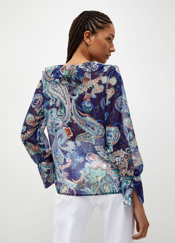 Blue Liu Jo Blouse With Paisley Print Women's Shirts | YSL-098462