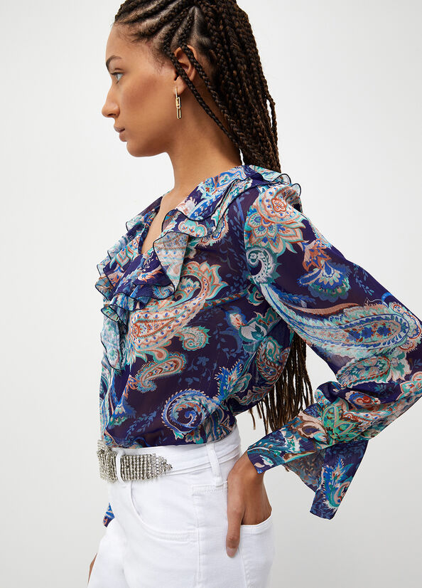 Blue Liu Jo Blouse With Paisley Print Women's Shirts | YSL-098462