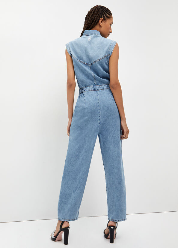 Blue Liu Jo Denim Jumpsuit Women's Straight-Fit Jeans | GOZ-523408