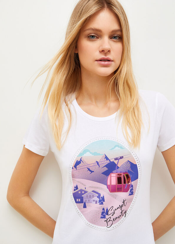 Blue Liu Jo Eco-Friendly With Graphic Print Women's T Shirts | TGN-653891