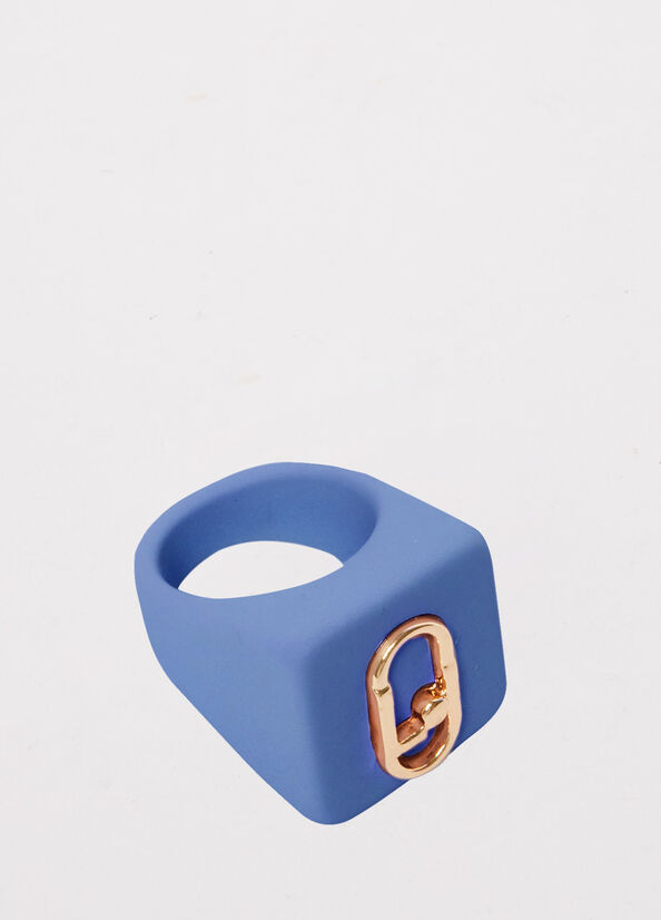 Blue Liu Jo Ring With Monogram Logo Women's Jewelry | LSI-149865