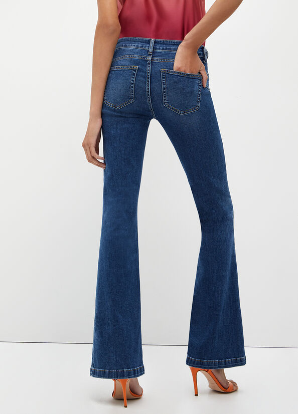 Blue Liu Jo Stretch Denim Women's Straight-Fit Jeans | MTV-392485