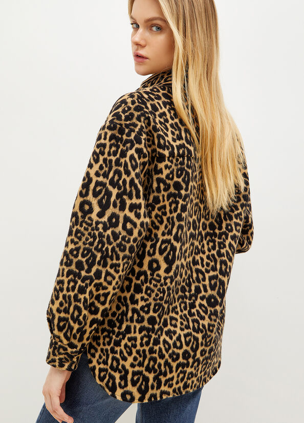 Brown Liu Jo Animal Print Over With Rhinestones Women's Jackets | BHS-412980