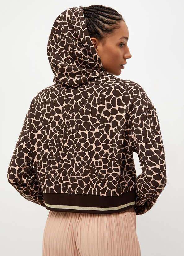 Brown Liu Jo Animal-Print With Hood Women's Sweatshirts | QLW-198625