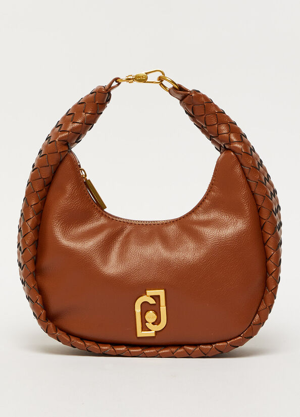 Brown Liu Jo Braided Shoulder With Logo Women's Shoulder Bags | CZV-247608