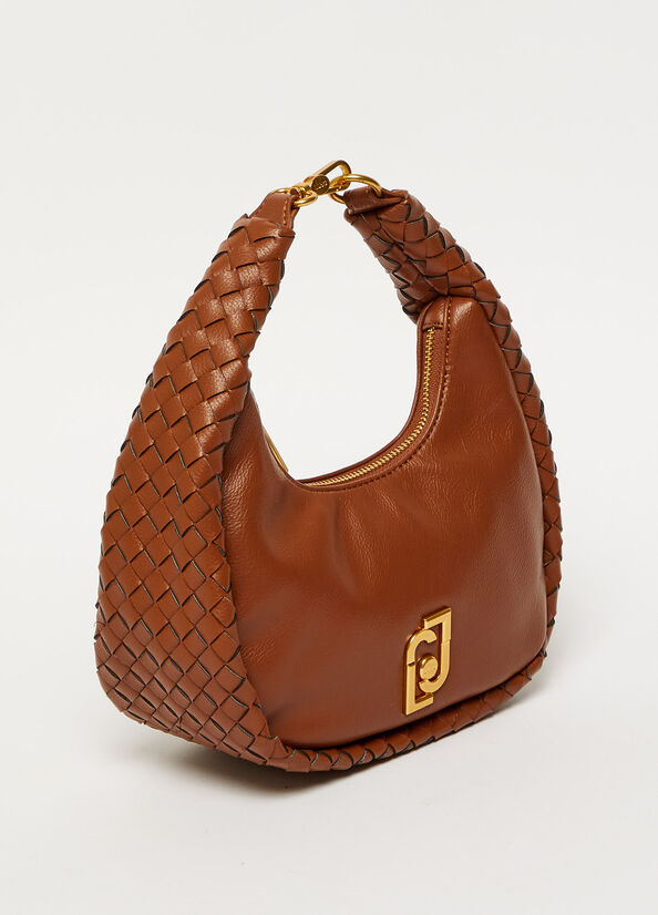 Brown Liu Jo Braided Shoulder With Logo Women's Shoulder Bags | CZV-247608