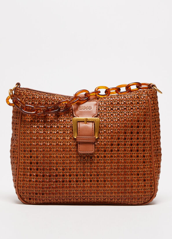 Brown Liu Jo Braided Shoulder Women's Shoulder Bags | KFE-543961