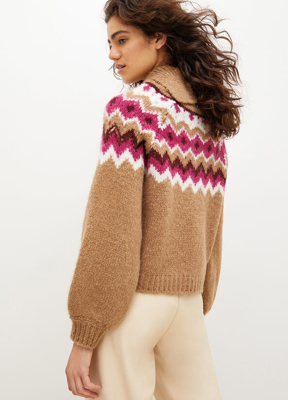 Brown Liu Jo Chevron With Sequins Women's Sweaters | JGQ-683470