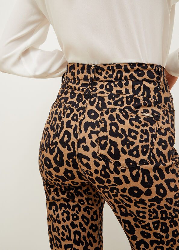 Brown Liu Jo Cropped Animal-Print Women's Pants | HAY-140756