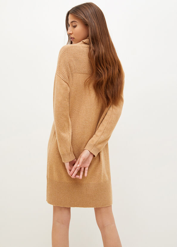 Brown Liu Jo Knit Turtleneck Women's Dress | ZXP-965401