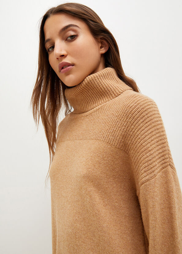 Brown Liu Jo Knit Turtleneck Women's Dress | ZXP-965401