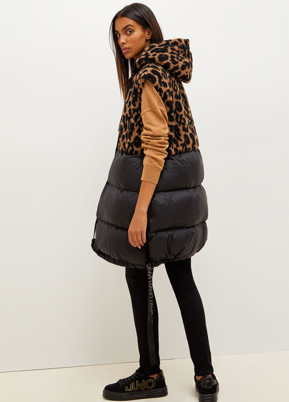 Brown Liu Jo Padded Gilet With Animal Print Women's Coats | MXN-216834