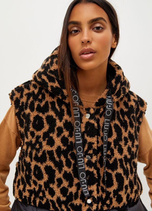 Brown Liu Jo Padded Gilet With Animal Print Women's Coats | MXN-216834