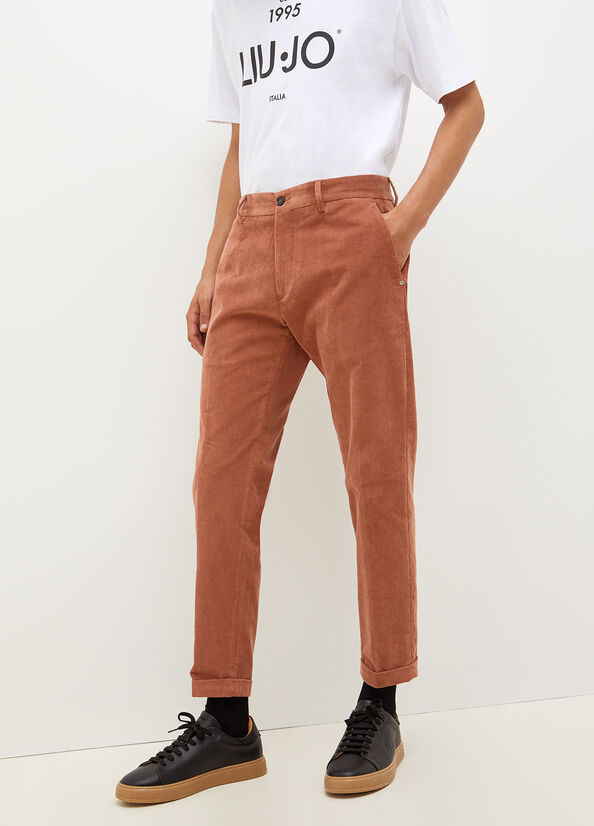 Brown Liu Jo Velvet Chinos Men\'s Pants | JQY-268401