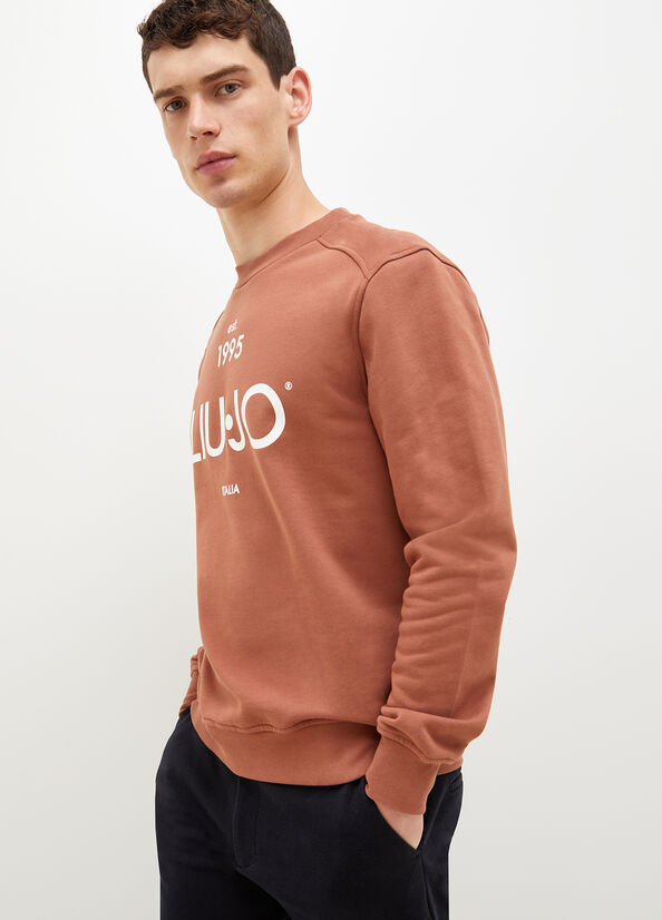 Brown Liu Jo With Logo 1995 Men\'s Sweaters | RIZ-198472