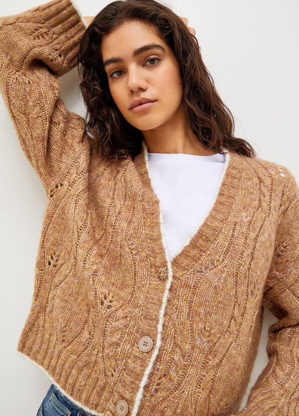 Brown Liu Jo Wool And Alpaca Cardigan Women's Sweaters | LIQ-048537