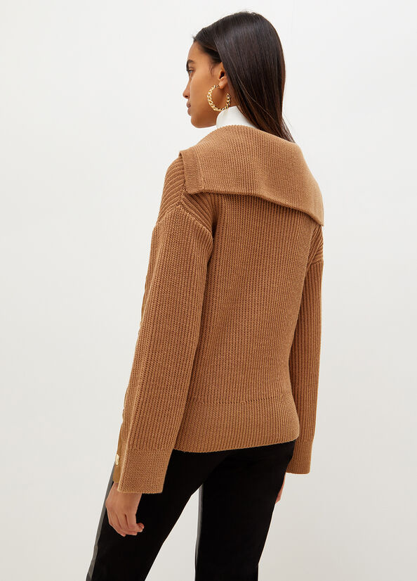 Brown Liu Jo Wool Blend With Buttons Women's Sweaters | WDH-039547