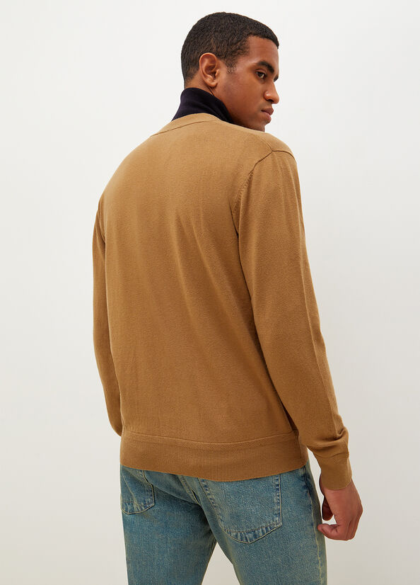 Brown Liu Jo Wool Cardigan Men's Sweaters | PJX-894137