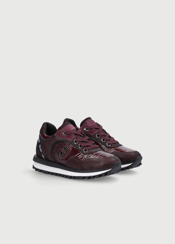 Burgundy Liu Jo With Rubberised Logo Women's Sneakers | VMY-563207