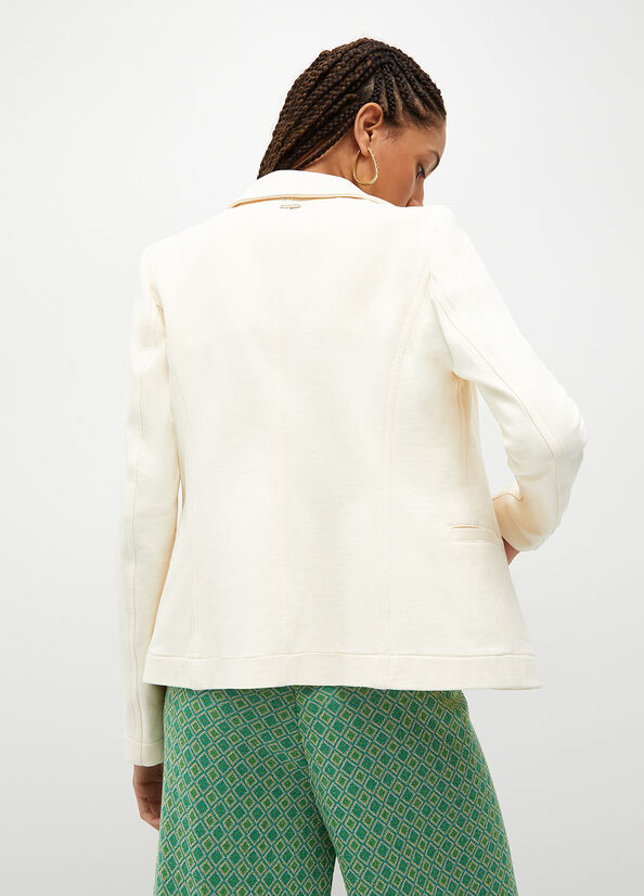 Cream Liu Jo Fabric Blazer Women's Jackets | FSY-839647