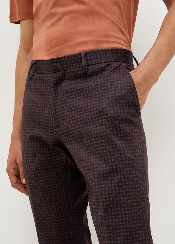 Dark Blue / Brown Liu Jo Houndstooth Chinos Men's Pants | MRY-917543