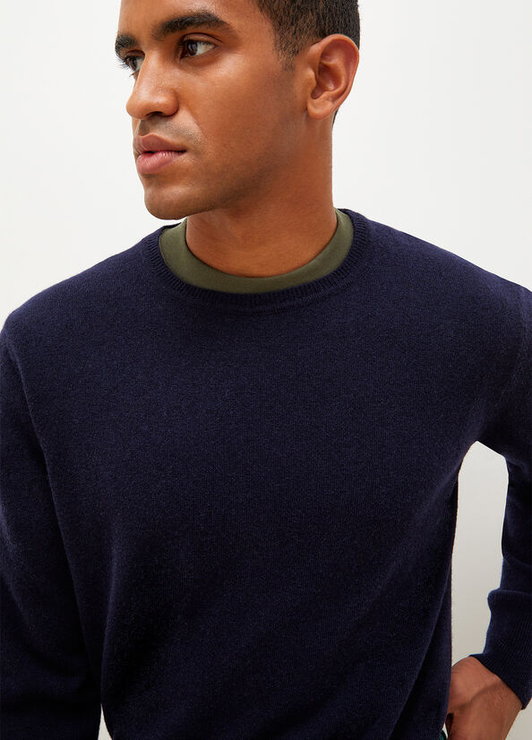 Dark Blue Liu Jo Cashmere Pullover Men's Sweaters | ZEK-238694