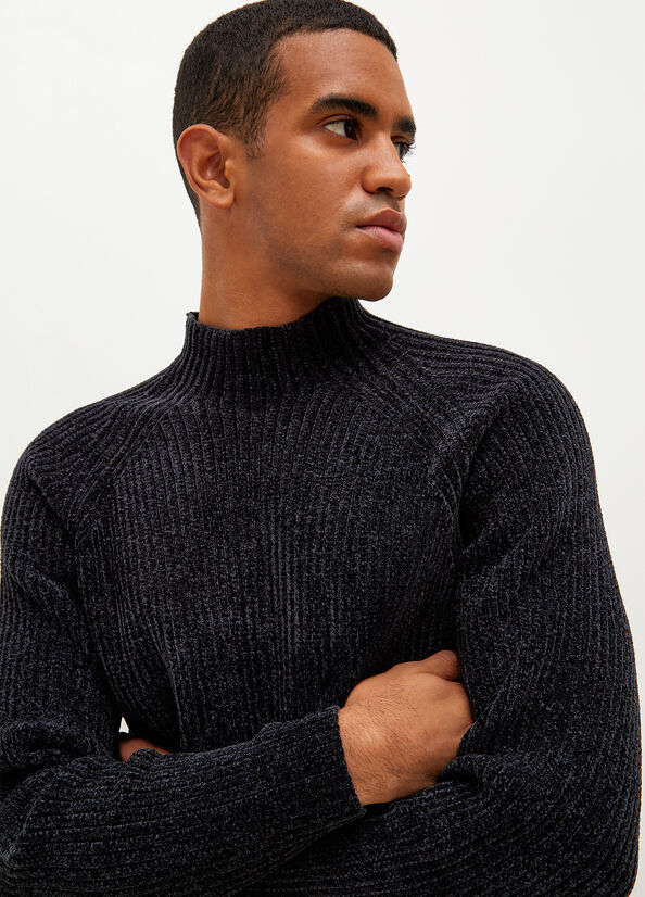 Dark Blue Liu Jo Chenille Men's Sweaters | CEF-359781