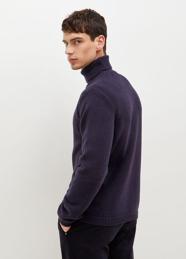 Dark Blue Liu Jo Eco-Friendly Turtleneck Men's Sweaters | MEF-197482