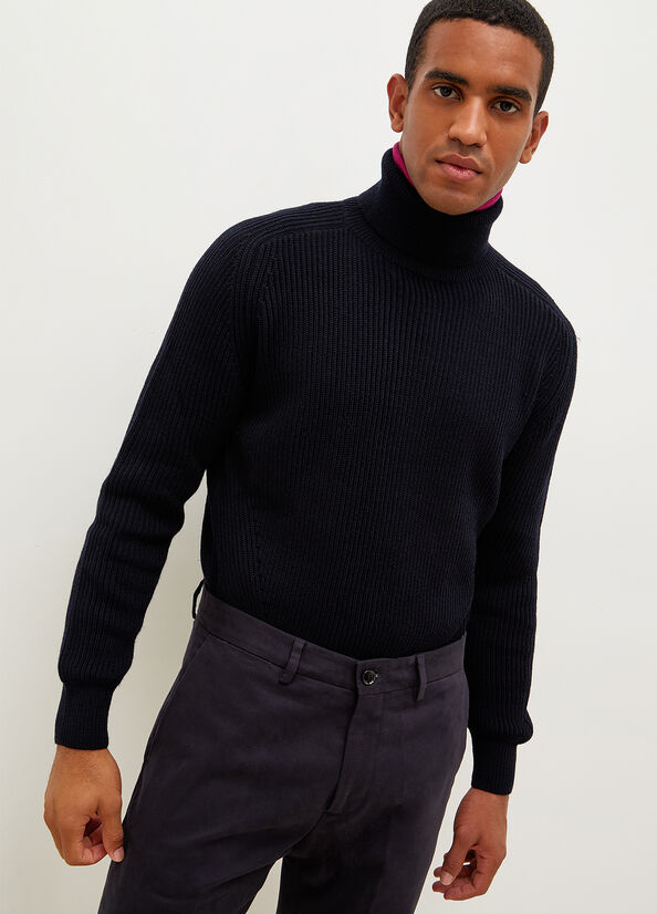 Dark Blue Liu Jo Woollen Turtleneck Men\'s Sweaters | VPH-842096