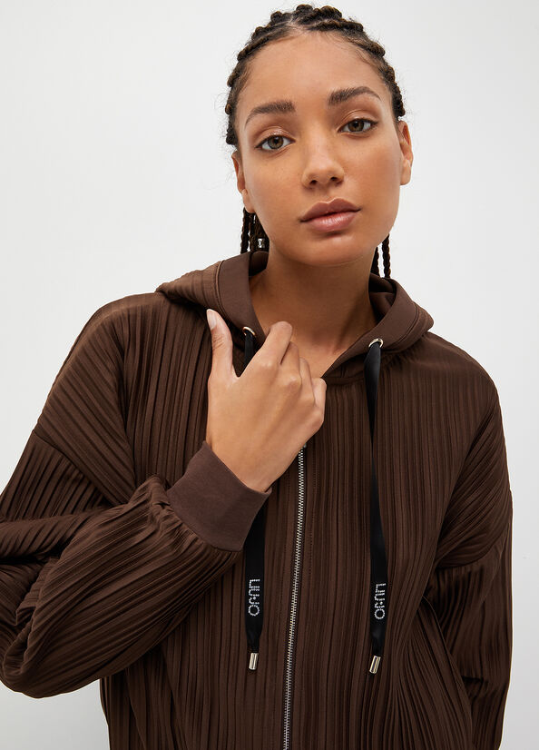 Dark Brown Liu Jo Pleated Women's Sweatshirts | UPR-048635