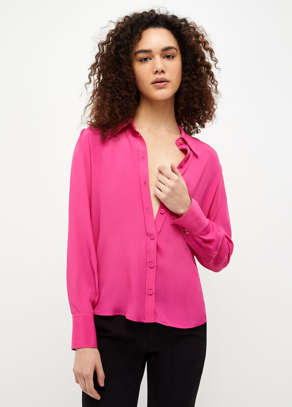 Fuchsia Liu Jo Crepe De Chine Women\'s Shirts | ZUP-439710