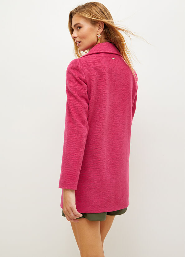 Fuchsia Liu Jo Double-Breasted Chevron Women's Coats | NXF-632107