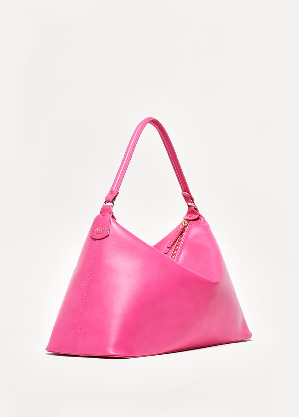 Fuchsia Liu Jo Genuine Leather Large Hobo Women's Crossbody Bags | EHC-084675