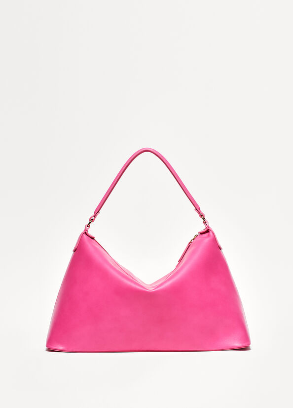 Fuchsia Liu Jo Genuine Leather Large Hobo Women's Crossbody Bags | EHC-084675