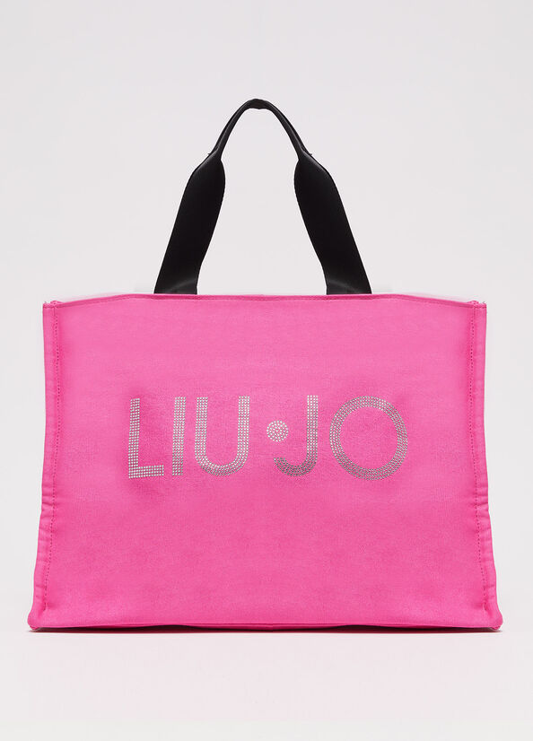 Fuchsia Liu Jo In Canvas With Logo Women\'s Shopper Bag | NJC-986205