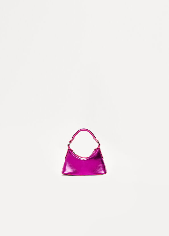 Fuchsia Liu Jo Laminated Leather Micro Hobo Women's Crossbody Bags | PEI-645809