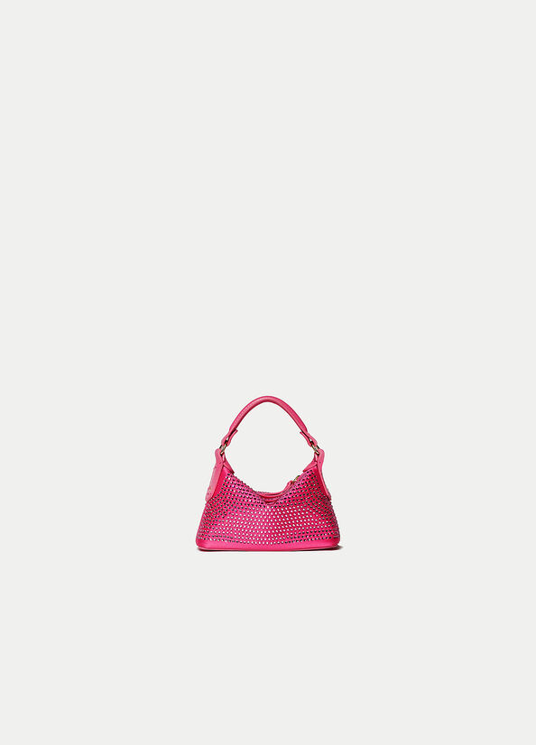 Fuchsia Liu Jo Micro Hobo With Gemstones Women's Crossbody Bags | CHZ-714086